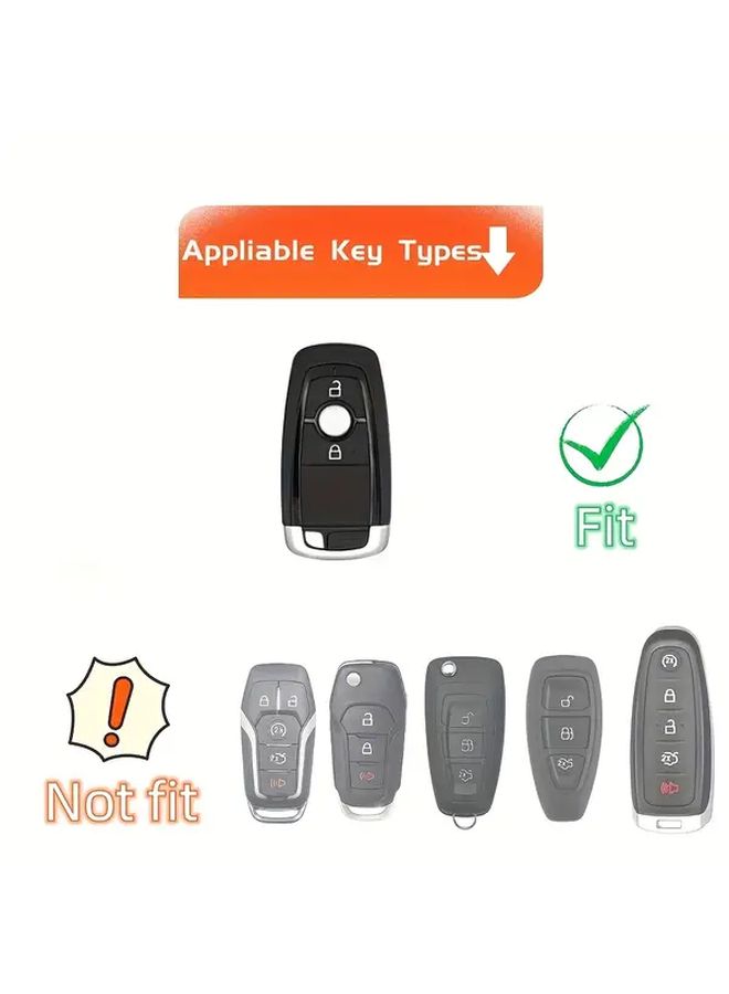 Black TPU Key Fob Cover With Keychain Lanyard For Ford Cars Trucks - Image 5
