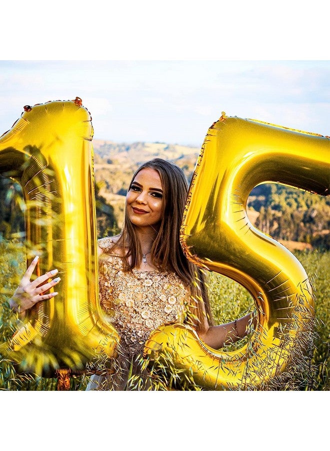 FI - FLICK IN FI - FLICK IN 1 Pc Big Size Number 1 Foil Balloon 32 Inch Large Gold Number Foil Balloon 0 to 9 Number Balloons for Decoration 1st Birthday Anniversary Decoration Items (Pack of 1, Gold)  - Image 4