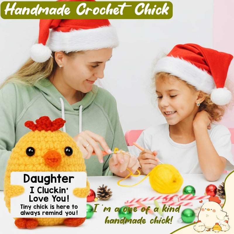 BdayPtion Daughter Gifts Christmas Stocking Stuffers from Mom Dad, Daughter Birthday Valentine's Day Easter Gifts, I Love You Daughter Present from Mother Father, Funny Handmade Crochet Chicken for Daughter - Image 3