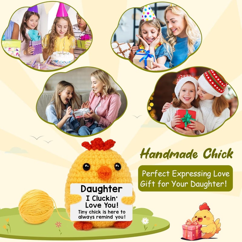 BdayPtion Daughter Gifts Christmas Stocking Stuffers from Mom Dad, Daughter Birthday Valentine's Day Easter Gifts, I Love You Daughter Present from Mother Father, Funny Handmade Crochet Chicken for Daughter - Image 5