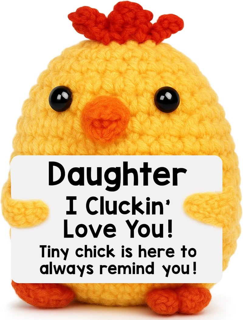 BdayPtion Daughter Gifts Christmas Stocking Stuffers from Mom Dad, Daughter Birthday Valentine's Day Easter Gifts, I Love You Daughter Present from Mother Father, Funny Handmade Crochet Chicken for Daughter - Image 1