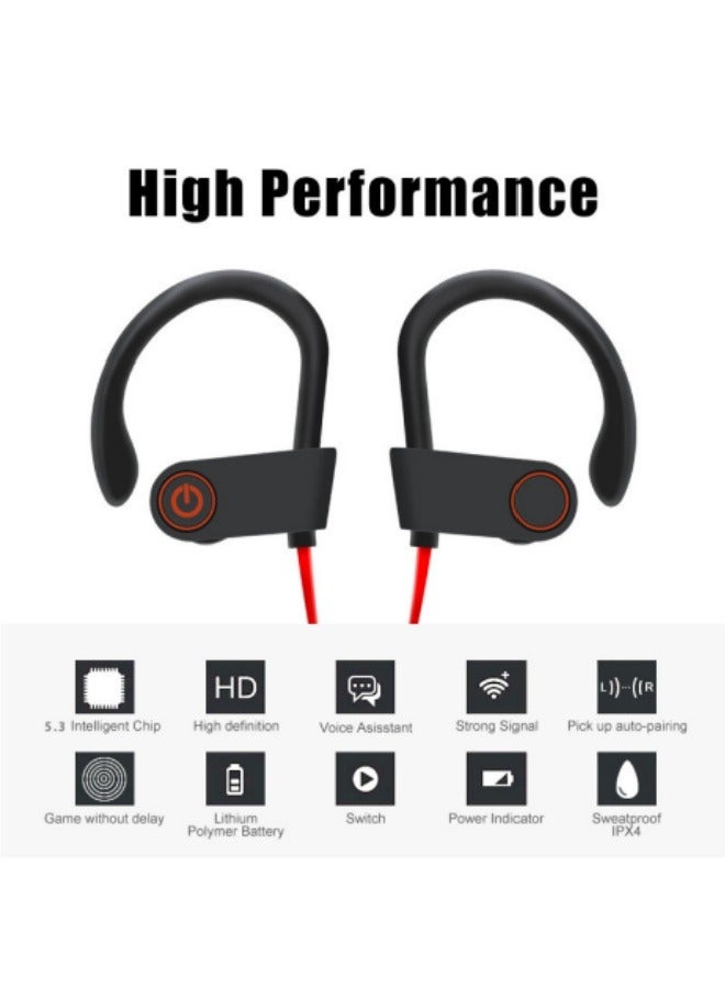 YINPAGE Bluetooth 5.3 Sports Earbuds, 12H Playback IPX4 Waterproof Wireless Headphones with Microphone, Noise Cancelling for Running Gym Fitness - Image 2