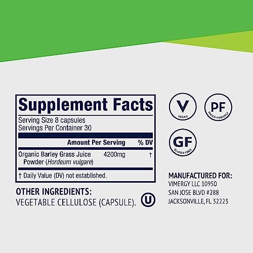 Vimergy Barley Grass Juice Capsules– Clean Superfood-Packed Capsule – Promotes Cardiovascular Health* – Non-GMO, Vegan & Gluten-Free – 240 caps - Image 4