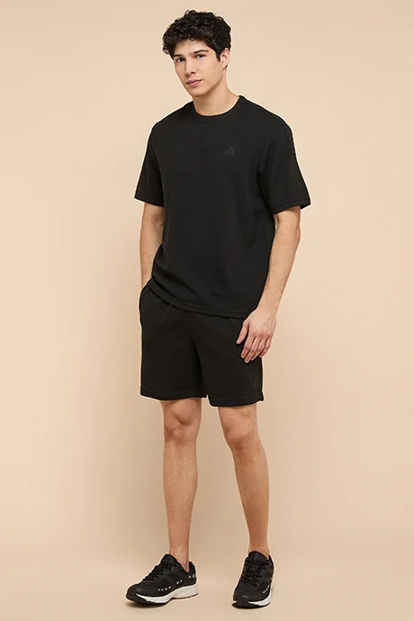 أر أند بي Solid T-Shirt with Crew Neck and Short Sleeves