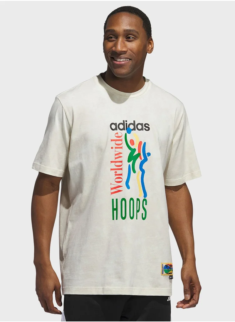 Adidas Worldwide Hoop Aop Graphic T-Shirt