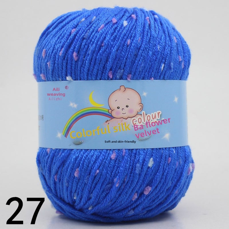 Multicolor Chunky Hand-Knit Yarn for DIY Sweaters 27 sapphire blue color dot A 