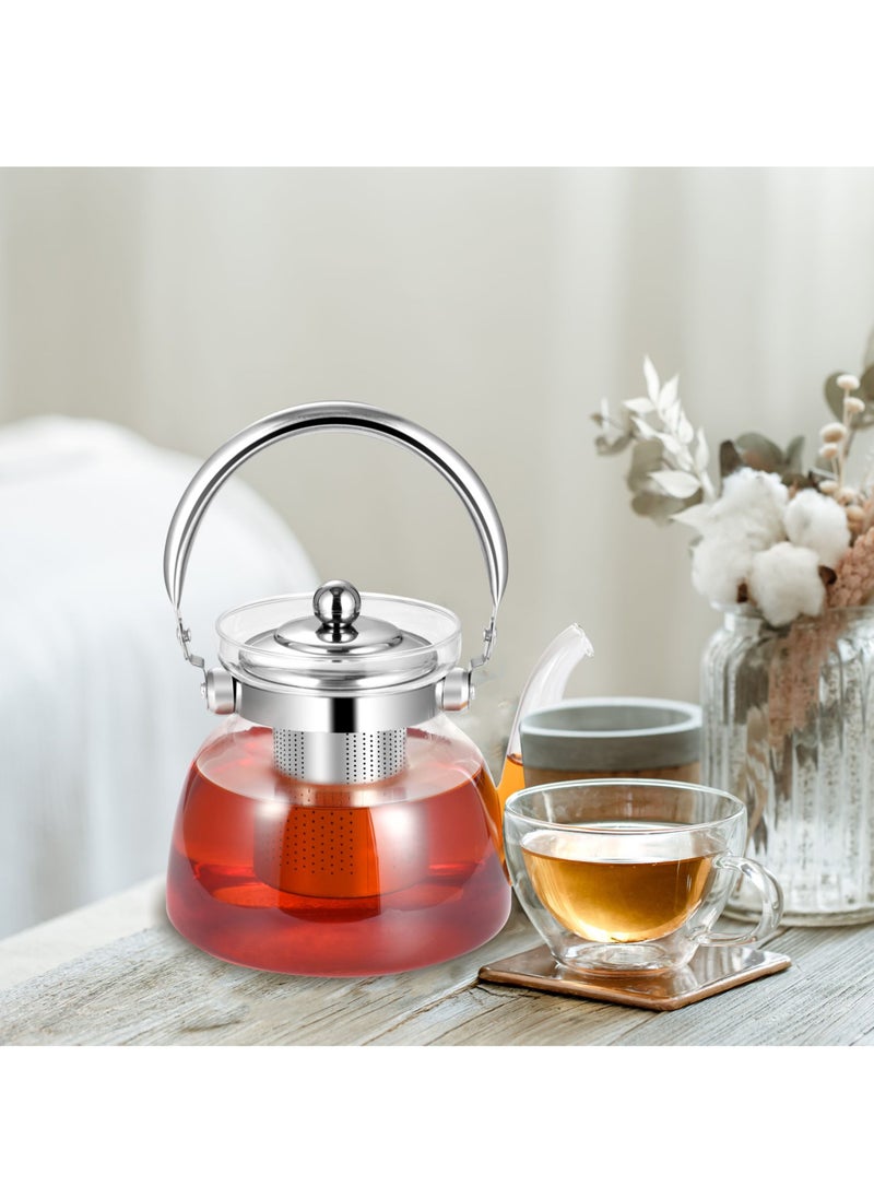 Dac - Clear Glass Teapot Heat Resistant Glass Teapot Transparent Stainless Steel Strainer Tea Pot with Lid Teapot Capacity 1100ml DAC-56102 - Image 1