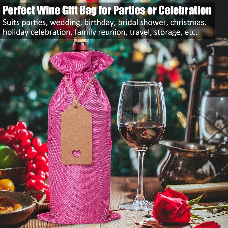 Aoonby Burlap Wine Bags Christmas Gift Bags , 12 Pcs Wine Bottle Covers with Drawstrings, Tags & Ropes, Reusable & Ideal for Christmas, Holiday Party, Wedding, Birthday, Travel, Housewarming, Home Storage - Image 5