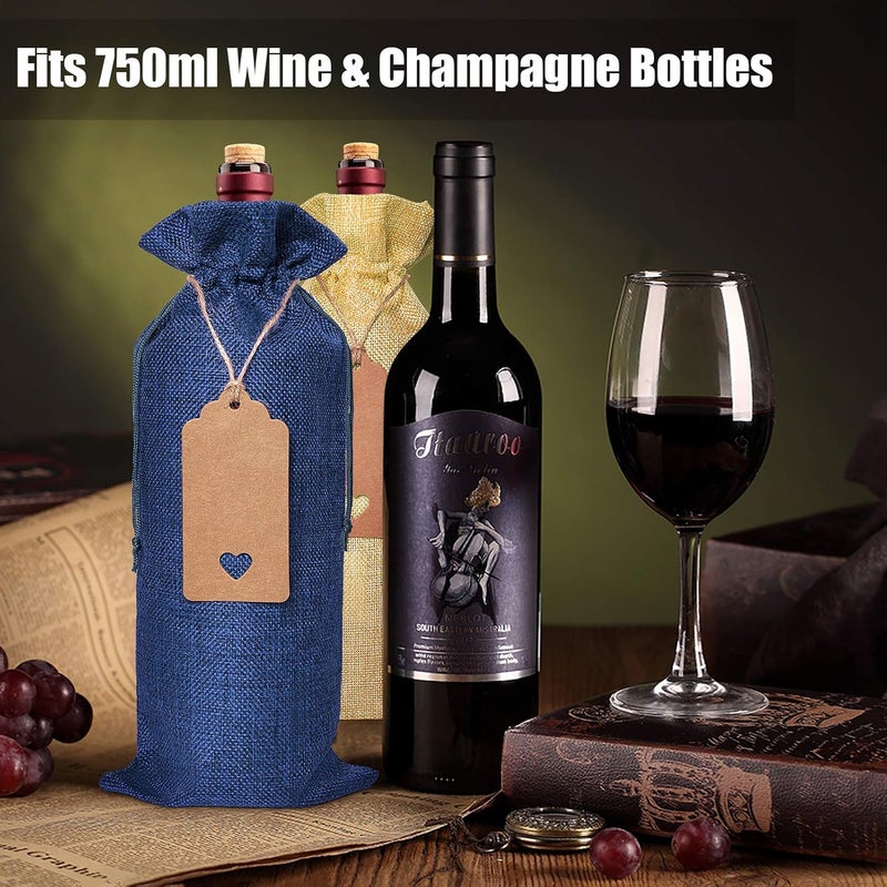 Aoonby Burlap Wine Bags Christmas Gift Bags , 12 Pcs Wine Bottle Covers with Drawstrings, Tags & Ropes, Reusable & Ideal for Christmas, Holiday Party, Wedding, Birthday, Travel, Housewarming, Home Storage - Image 4