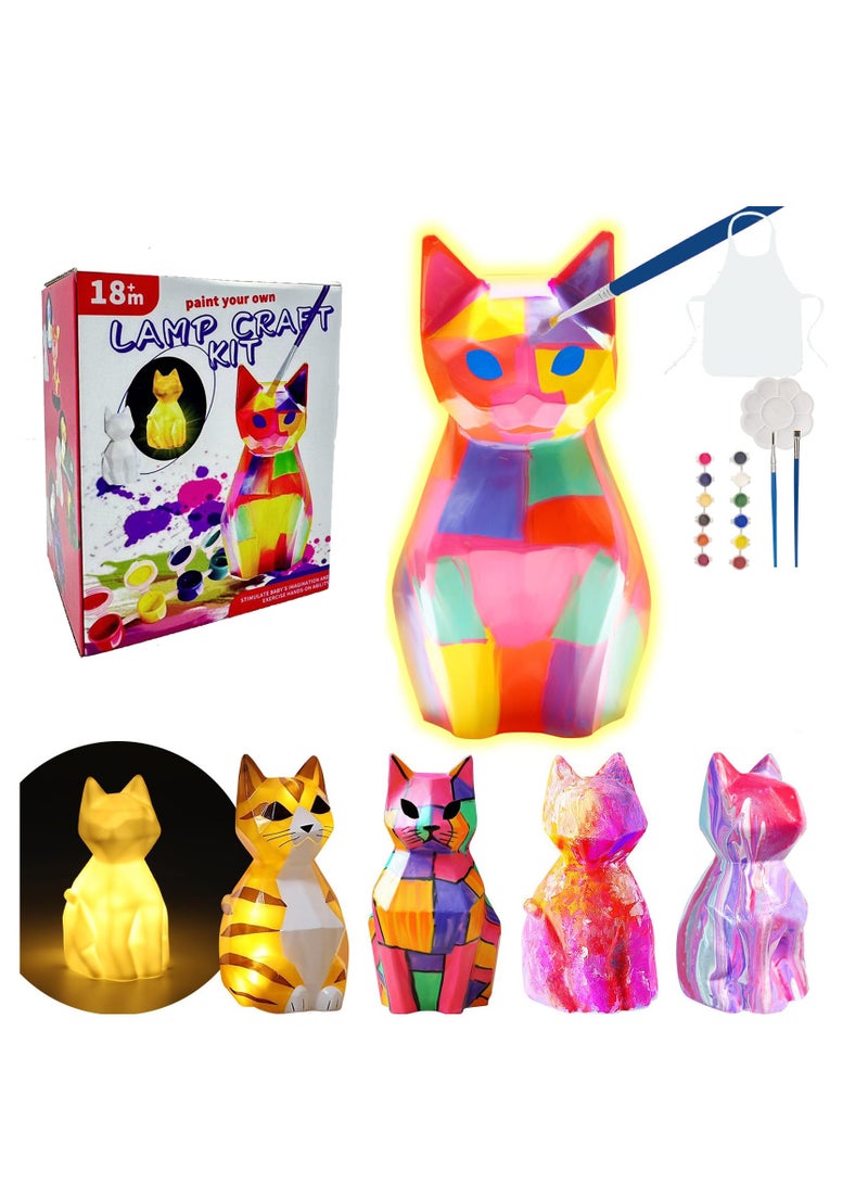 Paint Own Cat Lamp Kit, Cute Cat Gift for Girl, Art Supplies Arts and Crafts Kit, Arts and Crafts for Girl Kids Ages 8-12, Toys for Girls Boy, Idea Birthday Gift Ages 3 4 5 6 7 8 9 10 11 12+ - Image 1