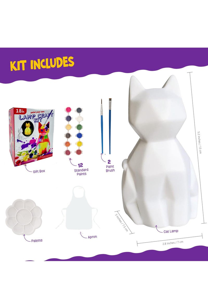 Paint Own Cat Lamp Kit, Cute Cat Gift for Girl, Art Supplies Arts and Crafts Kit, Arts and Crafts for Girl Kids Ages 8-12, Toys for Girls Boy, Idea Birthday Gift Ages 3 4 5 6 7 8 9 10 11 12+ - Image 2