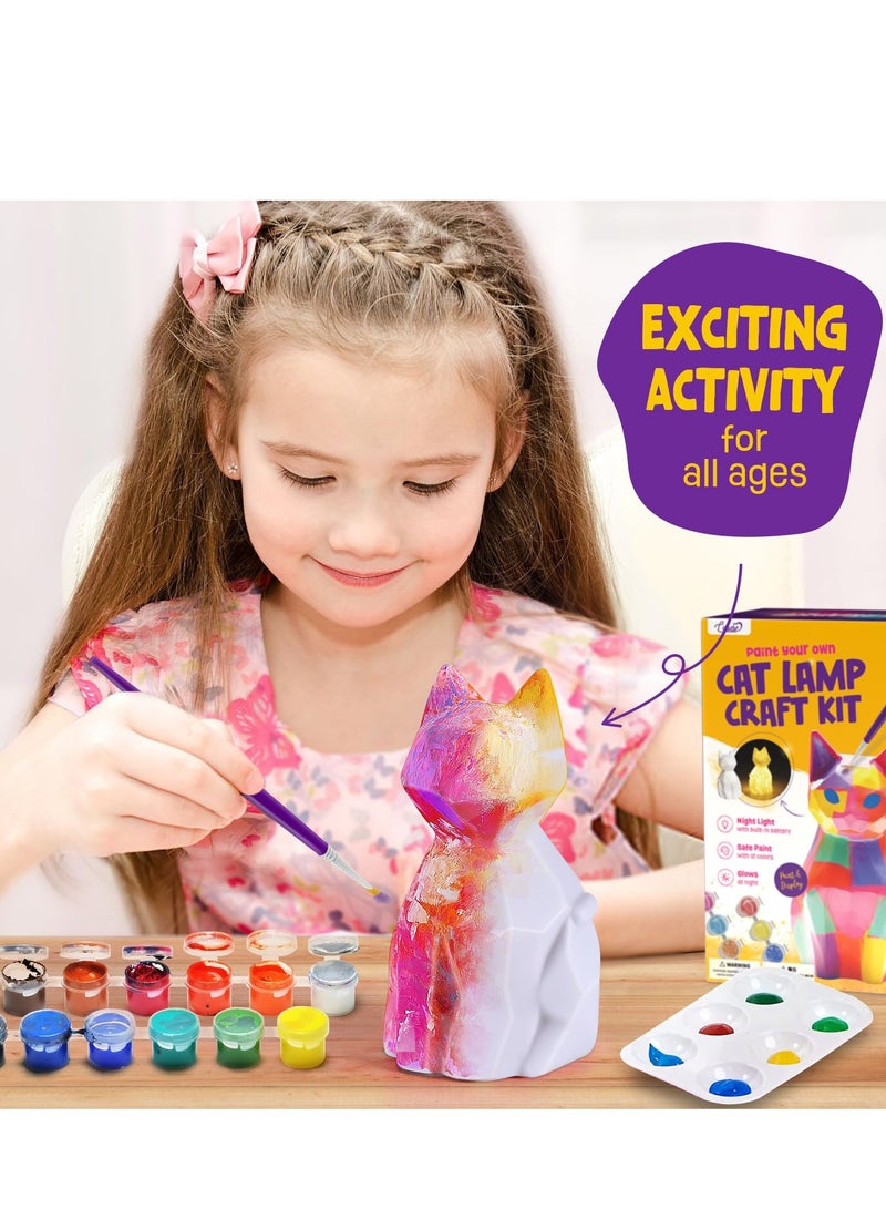Paint Own Cat Lamp Kit, Cute Cat Gift for Girl, Art Supplies Arts and Crafts Kit, Arts and Crafts for Girl Kids Ages 8-12, Toys for Girls Boy, Idea Birthday Gift Ages 3 4 5 6 7 8 9 10 11 12+ - Image 3