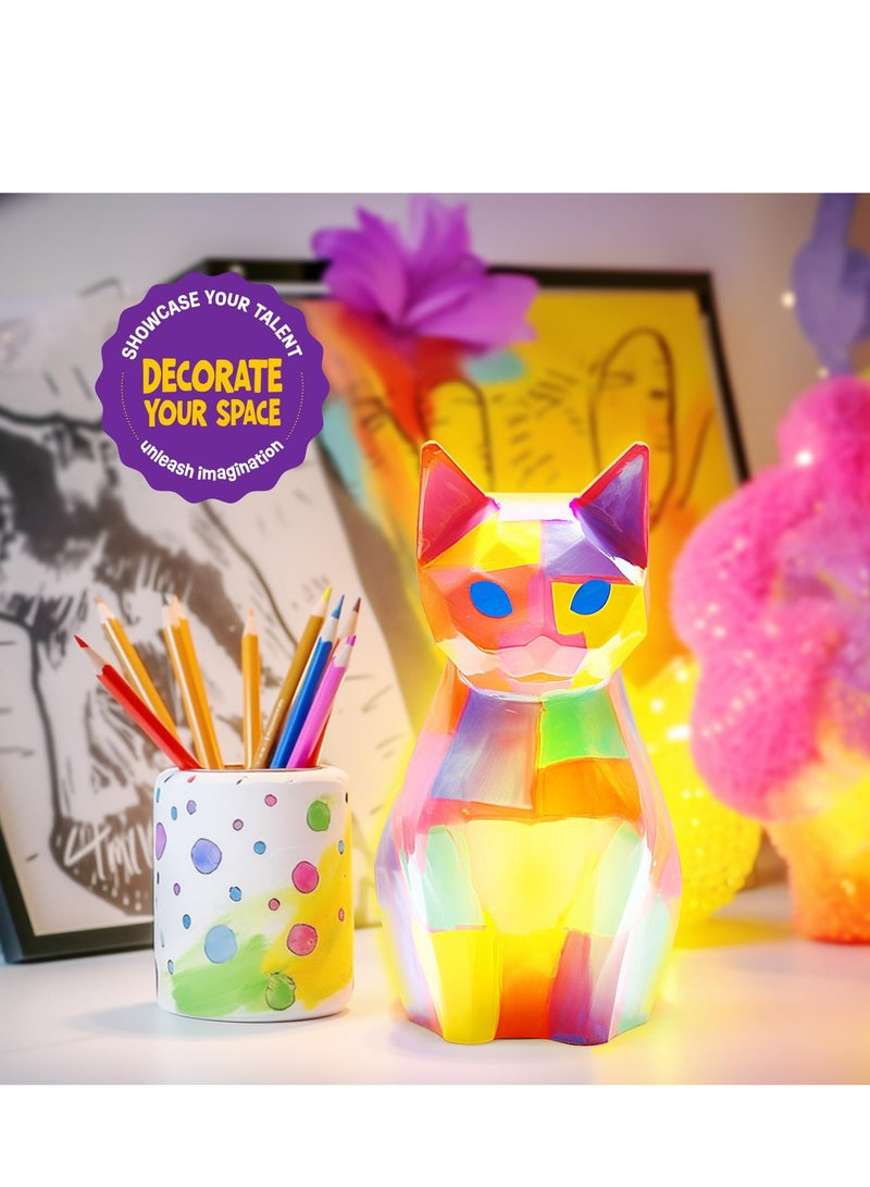 Paint Own Cat Lamp Kit, Cute Cat Gift for Girl, Art Supplies Arts and Crafts Kit, Arts and Crafts for Girl Kids Ages 8-12, Toys for Girls Boy, Idea Birthday Gift Ages 3 4 5 6 7 8 9 10 11 12+ - Image 4