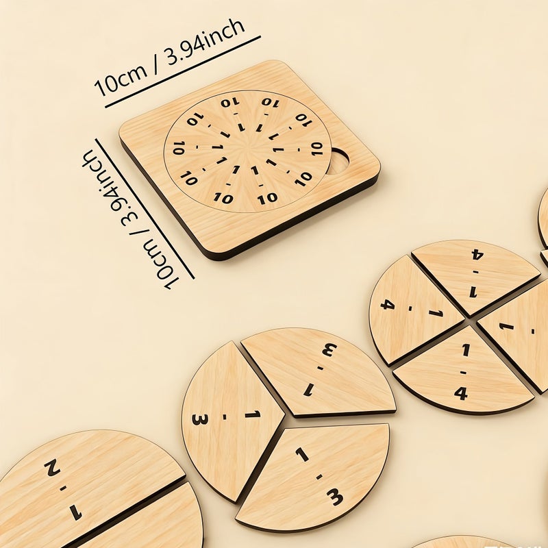 Wooden Fraction Learning Board Set 1 1 2 1 3 Through 1 9 Math Tools - Image 2