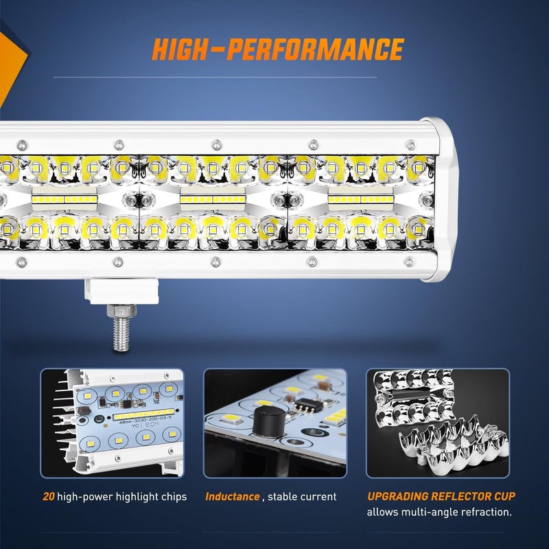 Nilight Marine LED Light Bar Navigation Lights 12 Inch White Spot Flood Combo Ponton Boat Deck Dock Lights for Night Fishing T-top Stern Yacht Port Sailboat Trucks Tractors - Image 3
