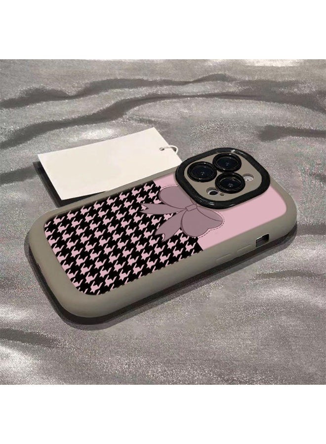 NIBEMINENT Powder Patterned Bowknot Protective TPU Case Cover For iPhone 16 Pro Max, Khaki