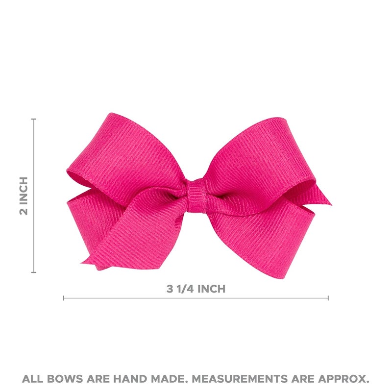 Wee Ones Girls' Plain Wrap Classic Grosgrain Hair Bows on a WeeStay No-Slip Hair Clip, Handmade, Mini, Hot Pink - Image 5