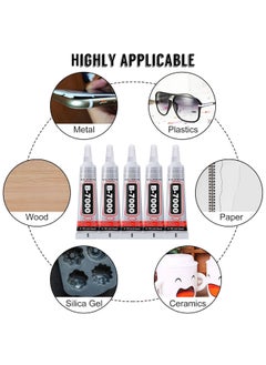 Generic Specification: Material: Liquid Glue Color: Clear Size: 15ML * 5PCS Features:Use accurately & Widely usedSuitable:Rhinestone, jewelry, fabric, leather, wooden, glass, etc. How to use: 1.First, clean the surface of the item to be glued, make it dry and clean. 2.Apply B7000 glue evenly on the surface of the items, then apply a little pressure to make it glue. 3.Takes 5-10 minutes to dry, the complete curing time is 24 hours. Compared with other adhesives, B-7000 has a high soft elastic, fresh fragrance and good adhesion.Suitable for all kinds of materials, it is a good tool for doing family handicrafts, item repair and bonding. Tips: B7000 glue is not suitable for the children which under 15 years of age, please store carefully. When using, avoid getting glue into your eyes. If you have any questions about these B7000 glue or order, please feel free to contact us, we will answer your questions patiently.  - Image 3