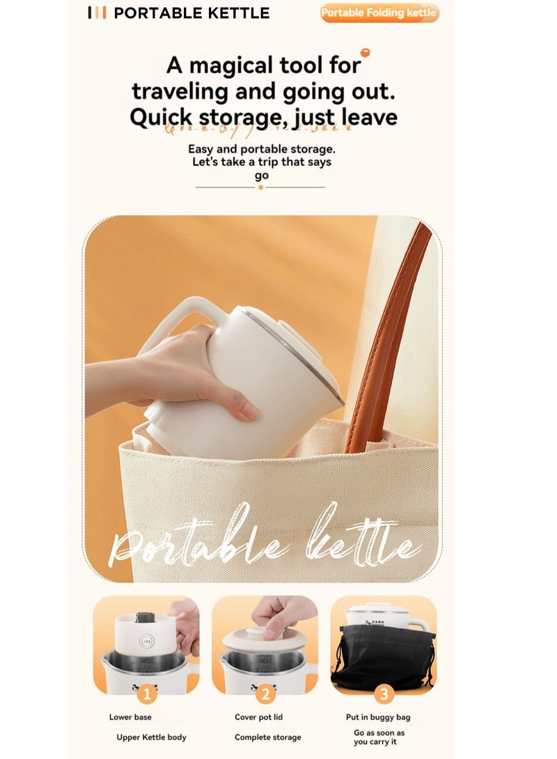 شو وو غلاية مياه كهربائية محمولة متعددة الوظائف صغيرة الحجم بسعة 800 مل مع بطانة من الفولاذ المقاوم للصدأ وسهلة التشغيل للاستخدام المنزلي والمكتب والسكن والسفر في الهواء الطلق - Image 2