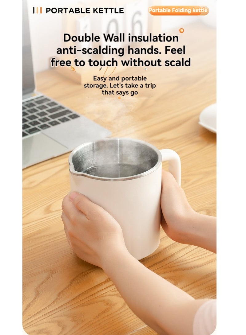 شو وو غلاية مياه كهربائية محمولة متعددة الوظائف صغيرة الحجم بسعة 800 مل مع بطانة من الفولاذ المقاوم للصدأ وسهلة التشغيل للاستخدام المنزلي والمكتب والسكن والسفر في الهواء الطلق - Image 4