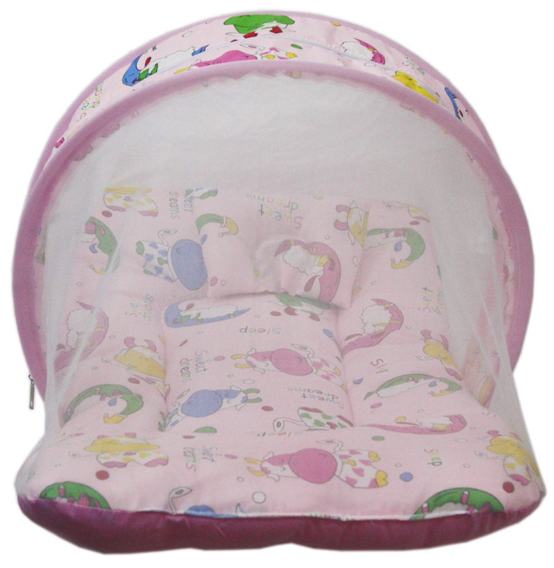 KooKyKooby Baby Mosquito and Insect Protection Net with Bedding (PINKCOW) - Image 1