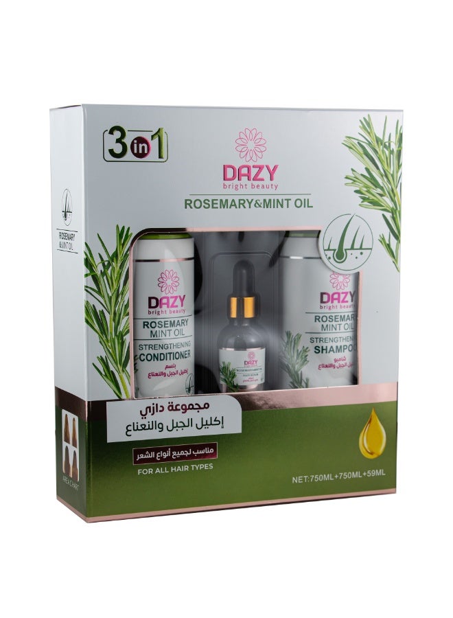 Dazy Rosemary & Mint Hair Care Set 3 in 1 - Image 1