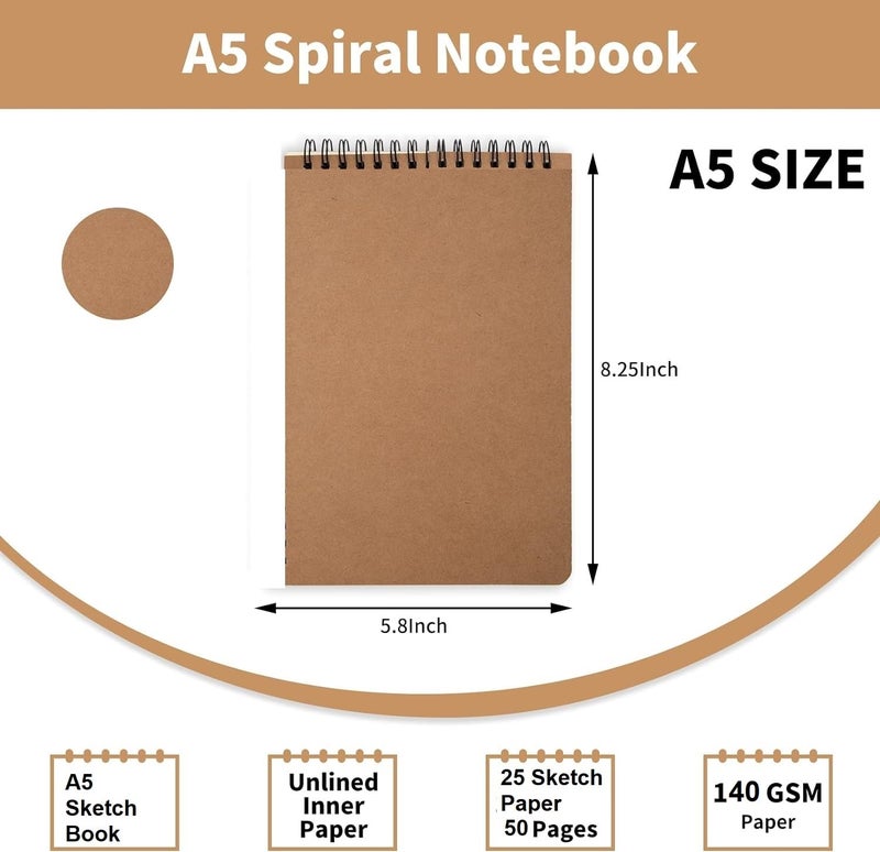 Corslet 52pc Sketch Pencil Set Drawing Kit Drawing Pencils 25 Sheets Sketchbook A5 Charcoal Pencils for Artists Watercolor Colour Shading Pencils Set Blending Stumps Sketching Kit Art Supplies - Image 4