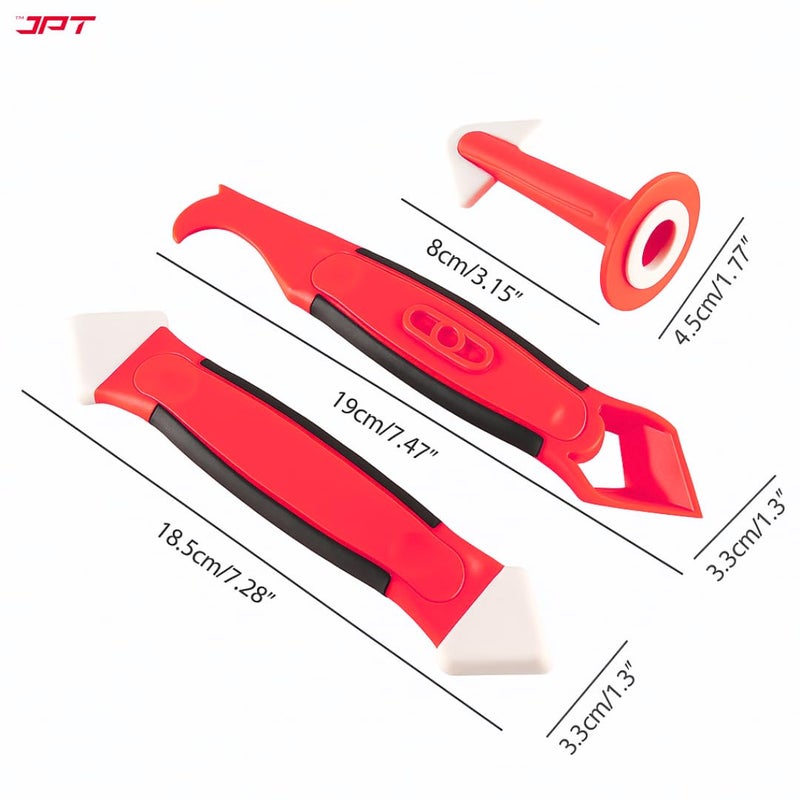 JPT طقم أدوات السليكون للتسربات 3 قطع | مكشطة إنهاء السد | مادة تعبئة الفجوات | أداة إنهاء المكشطة للأحواض، الحمامات، النوافذ، البلاط، وجميع مشاريع السد - Image 2