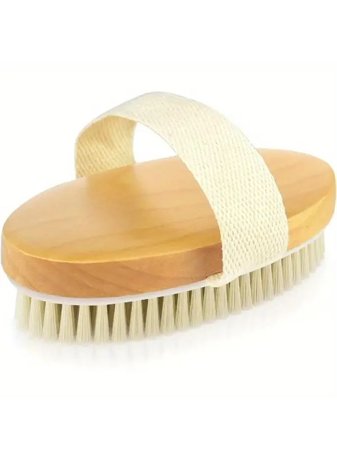 Natural Bristle Body Brush 1 PC for Exfoliating Lymphatic Drainage and Blood Circulation - Image 1