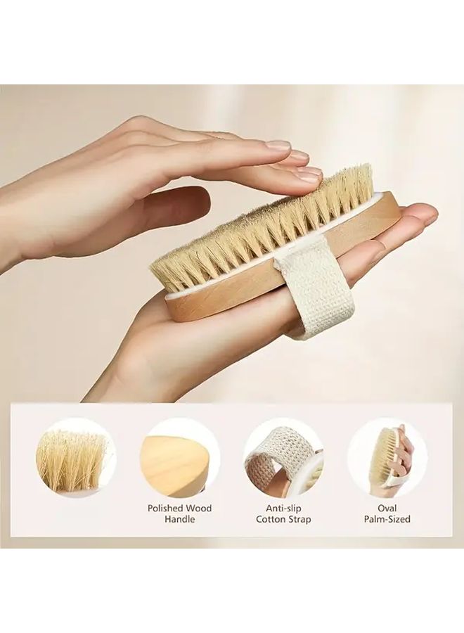 Natural Bristle Body Brush 1 PC for Exfoliating Lymphatic Drainage and Blood Circulation - Image 2