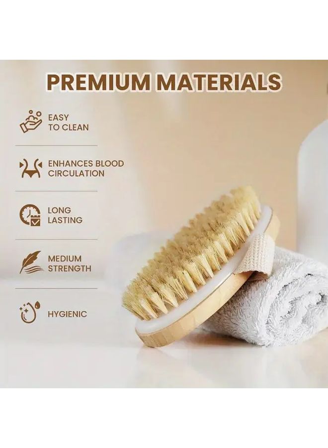 Natural Bristle Body Brush 1 PC for Exfoliating Lymphatic Drainage and Blood Circulation - Image 5