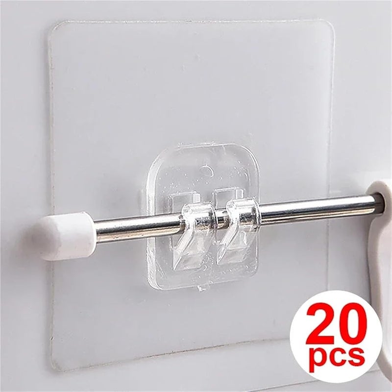 خطافات قوية ذاتية اللصق شفافة من الأكريليك سلسة للحمام والمطبخ حامل الحائط 20 قطعة خطاف مفرد - Image 5