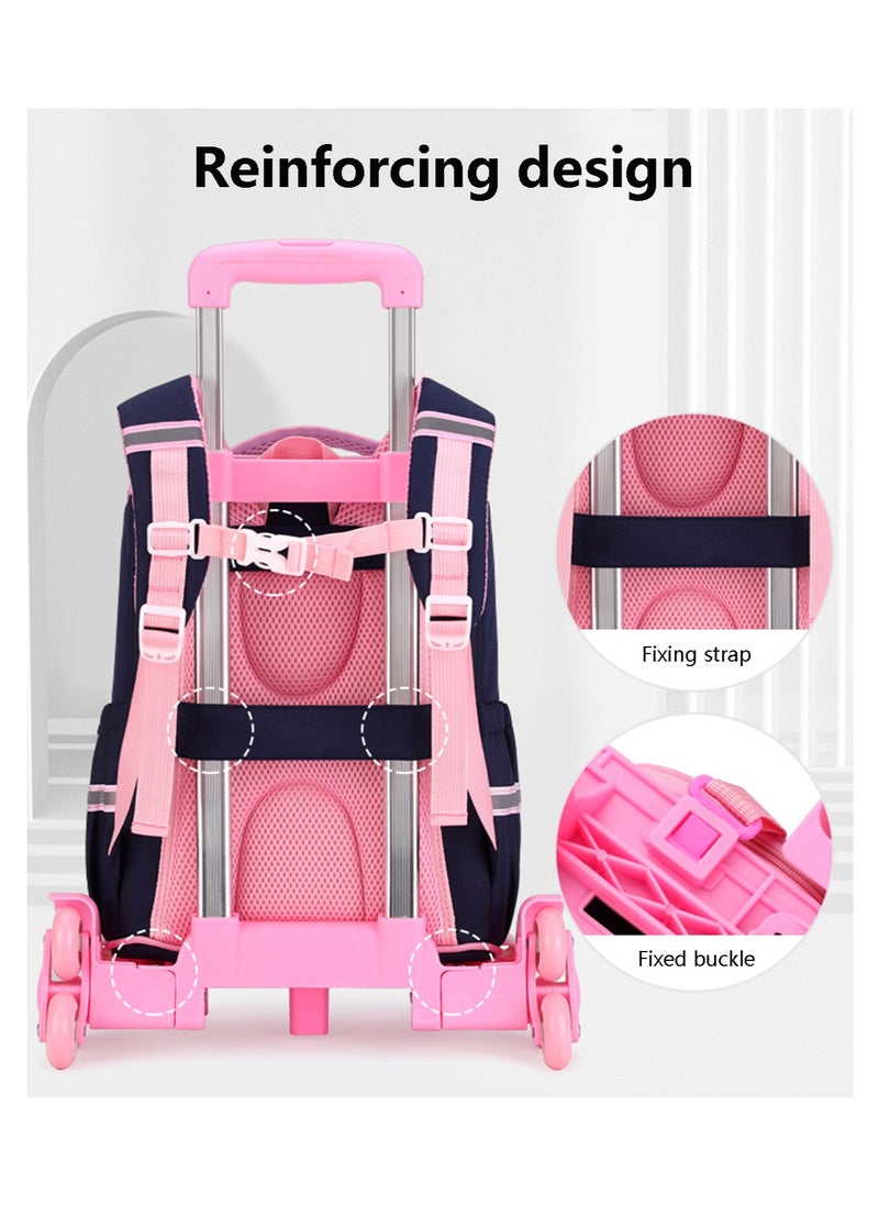 Generic Kids Trolley Backpack Wheeled Schoolbag, Mermaid Print Rolling School Bag for Girls Students  - Image 4