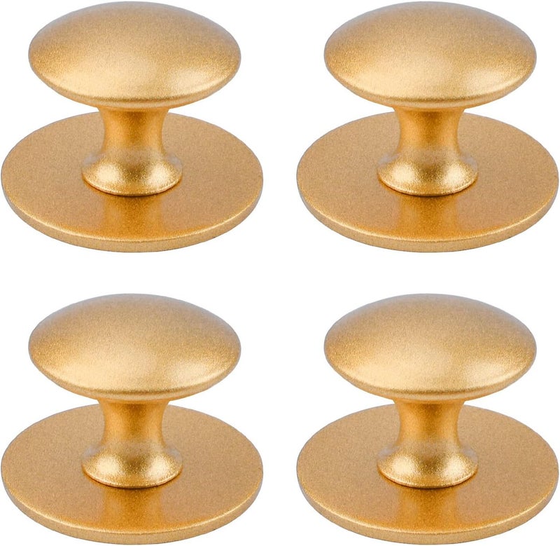 MOROBOR Adhesive Cabinet Knobs 4pcs SelfStick Instant Kitchen Cabinet Knobs Drawer Pulls Stainless Steel Drawer Knobs for Windows Wardrobes Cabinets Drawers Matter Gold