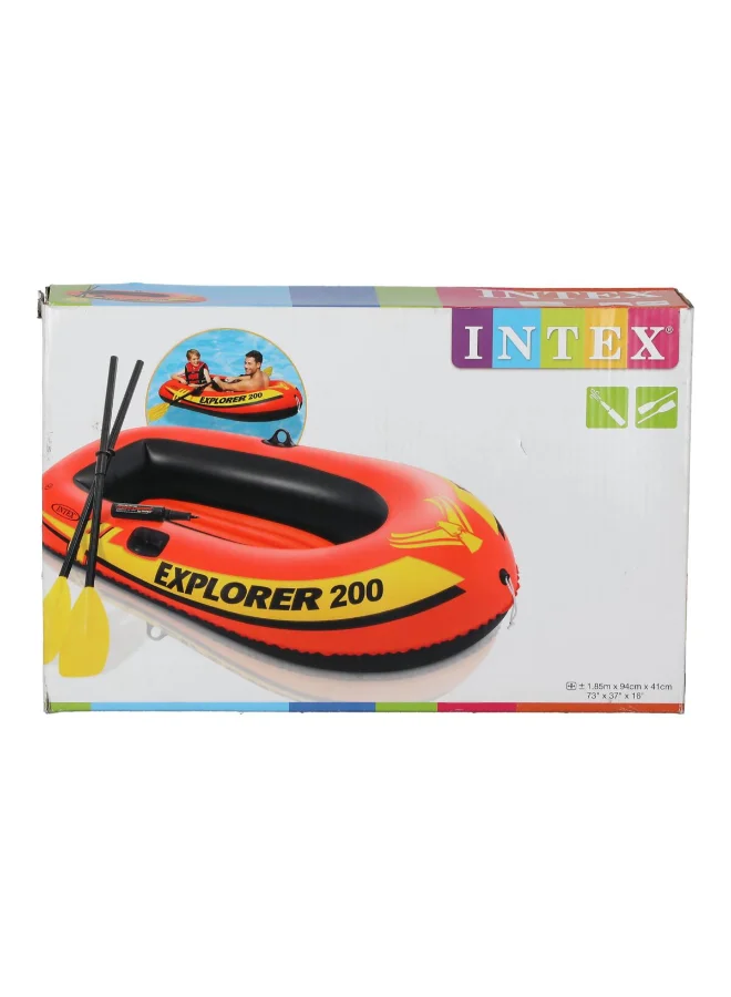 انتكس 58331 قارب قابل للنفخ بي في سي إكسبلورر 200 ذو مجداف مع مجداف أحمر وأصفر 41 × 94 × 185 سم