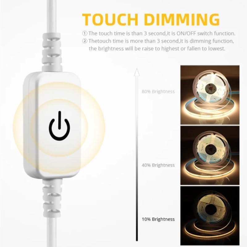 أضواء شريط LED 5V USB بطول 9.84 قدم/3 متر، قابلة للتعتيم باللمس بدون درجات، 3000K أبيض دافئ مرن 5V LED لإضاءة غرفة النوم والمطبخ، ديكور إضاءة الغرفة DIY وأضواء LED للتلفزيون - Image 5