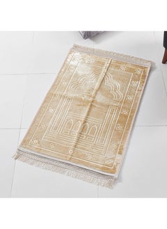 Generic Raschel Embossed Prayer Mat, Soft Plush Carpet- Prayer Mat Ramadan Eid Gift, Luxury Floral Stamp  - Image 1