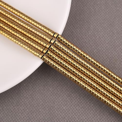 BONNY BOXX 150PCs Natural Gold Hematite Spacer Beads, Loose Semi Precious Flat Round Gemstone Heishi Disc Stone Beads for Beading Jewelry Making 4mm*2mm - Image 5