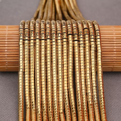 BONNY BOXX 150PCs Natural Gold Hematite Spacer Beads, Loose Semi Precious Flat Round Gemstone Heishi Disc Stone Beads for Beading Jewelry Making 4mm*2mm - Image 3