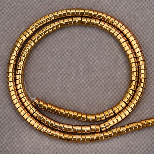BONNY BOXX 150PCs Natural Gold Hematite Spacer Beads, Loose Semi Precious Flat Round Gemstone Heishi Disc Stone Beads for Beading Jewelry Making 4mm*2mm - Image 4
