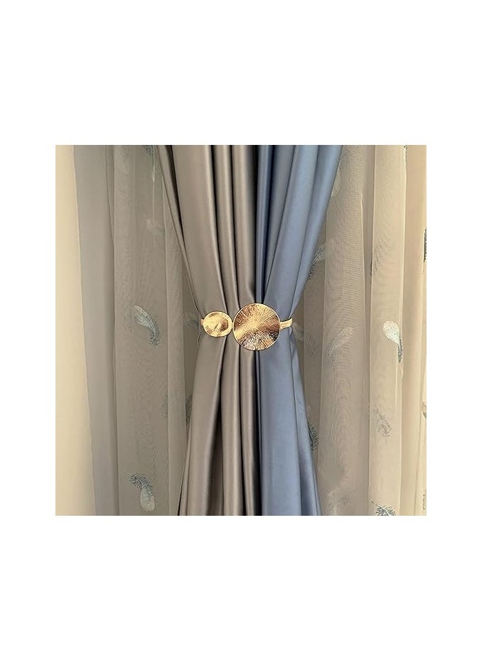 Spaceshoop Curtain Tiebacks Plush Leaf Shape Metal Hanging Accessoires Round Gold  - Image 2