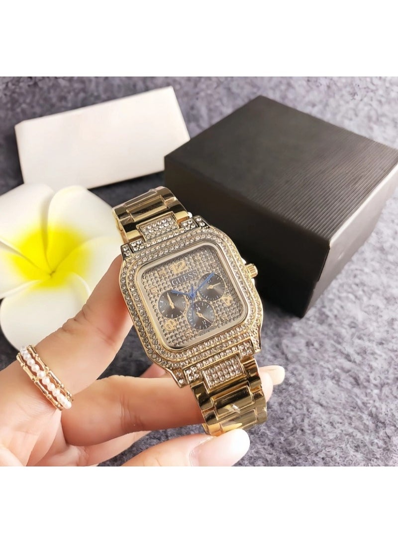 Guest Guess jewelry watch, black dial inlaid with diamonds - Image 1