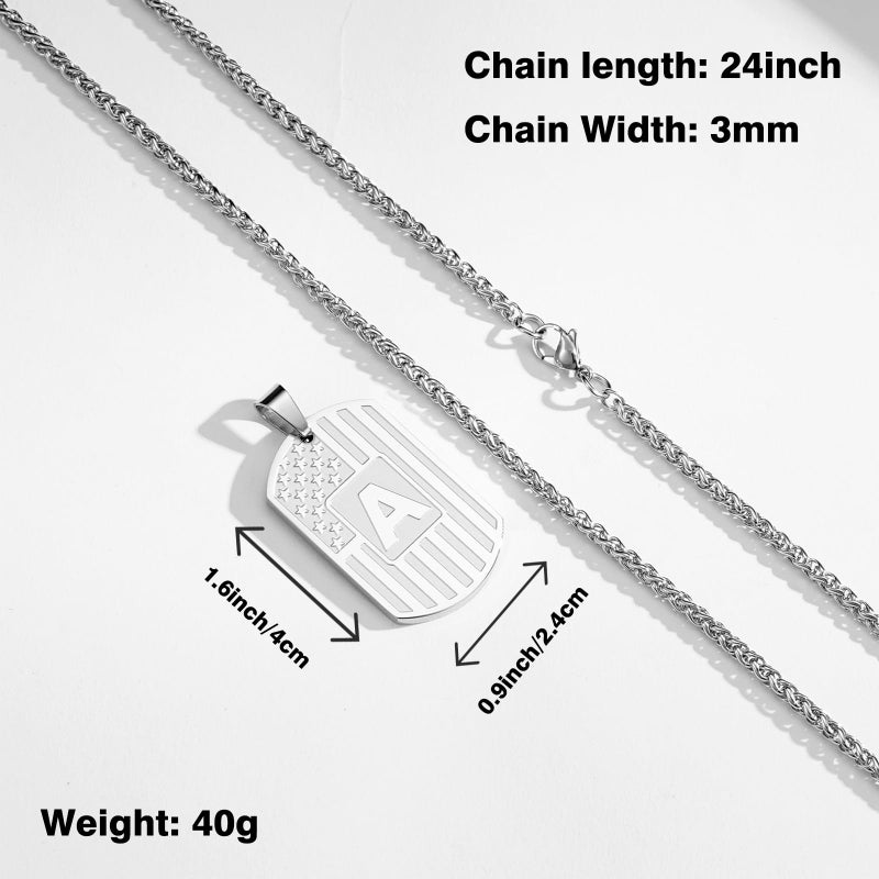 Bellino Initial J Necklace for Men, Letter Dog Tag American Flag Stainless Steel Teen Teenager Him Pendent Chain Alphabet Necklaces Jewelry Birthday Gifts - Image 5