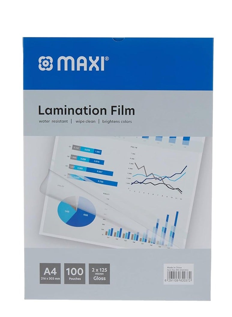 Maxi 100-Piece A4 Laminating Pouch Film Set Clear - Image 1