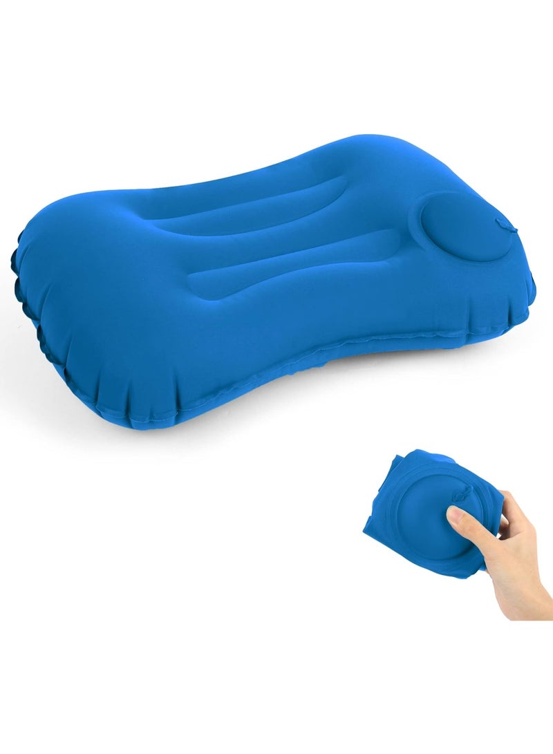 Inflatable Camping Pillow, Ultralight Inflating Pillow, Camping &Beach Travel Pillow, Ultra-light Camping Pillow for Adults & Kids (Blue) - Image 1