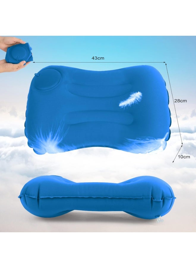 Inflatable Camping Pillow, Ultralight Inflating Pillow, Camping &Beach Travel Pillow, Ultra-light Camping Pillow for Adults & Kids (Blue) - Image 2