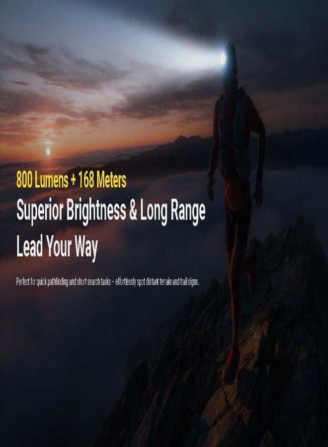 نايت كور مصباح رأس للجري Nitecore UT27 MCT Pro بقوة 800 لومن، قابل لإعادة الشحن عبر منفذ USB-C، مزود بمصدر طاقة مزدوج وثلاث درجات حرارة لونية، ضوء أحمر، خفيف الوزن، مناسب للمشي لمسافات طويلة والتخييم، ملصق (أسود) - Image 3