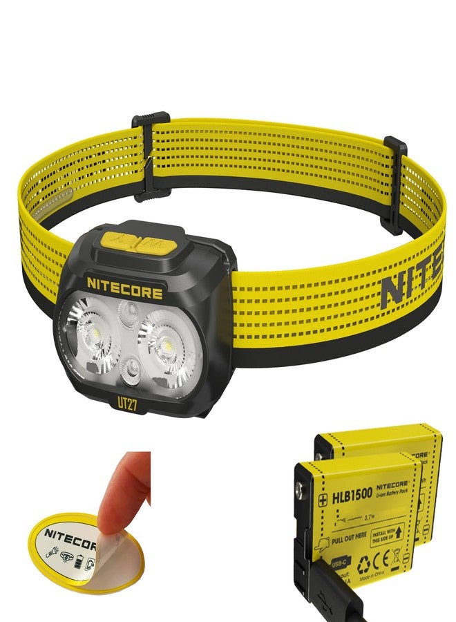 نايت كور مصباح رأس للجري Nitecore UT27 MCT Pro بقوة 800 لومن، قابل لإعادة الشحن عبر منفذ USB-C، مزود بمصدر طاقة مزدوج وثلاث درجات حرارة لونية، ضوء أحمر، خفيف الوزن، مناسب للمشي لمسافات طويلة والتخييم، ملصق (أسود) - Image 1
