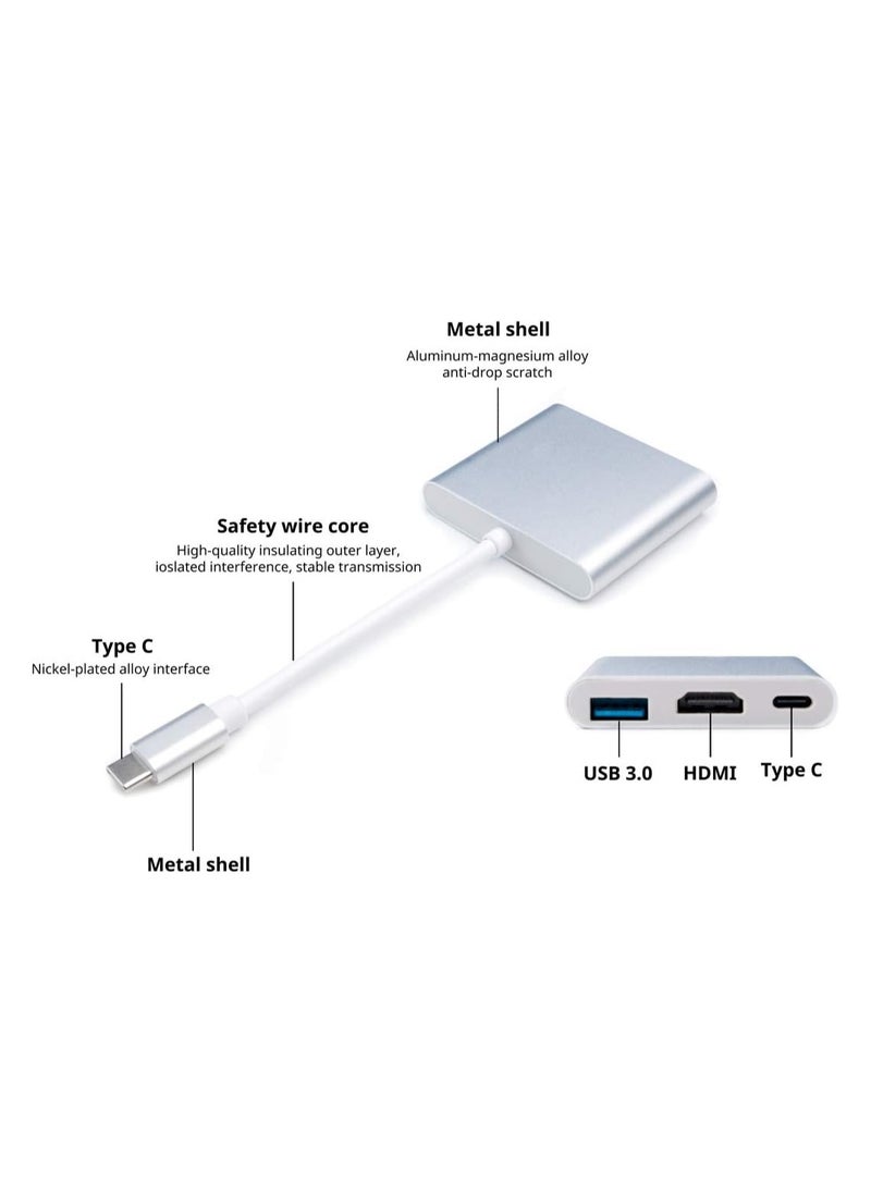ماركة غير محددة محول 3 في 1 USB C إلى HDMI 4K مع منفذ شحن 3.0 – موزع متعدد الوظائف لأجهزة الكمبيوتر  - Image 3