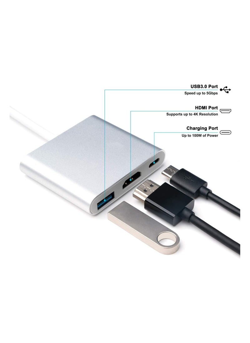 ماركة غير محددة محول 3 في 1 USB C إلى HDMI 4K مع منفذ شحن 3.0 – موزع متعدد الوظائف لأجهزة الكمبيوتر  - Image 2